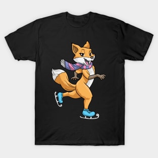 Fox at ice skating with ice skates T-Shirt